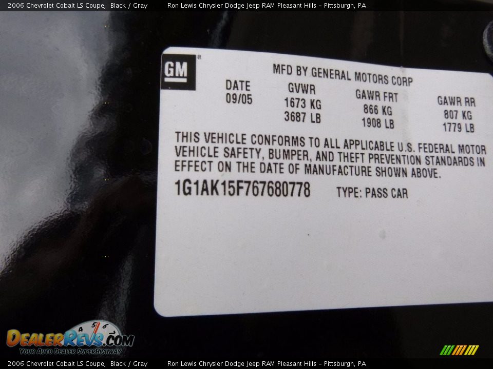 2006 Chevrolet Cobalt LS Coupe Black / Gray Photo #15