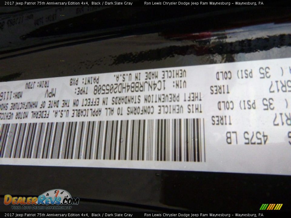 2017 Jeep Patriot 75th Anniversary Edition 4x4 Black / Dark Slate Gray Photo #16