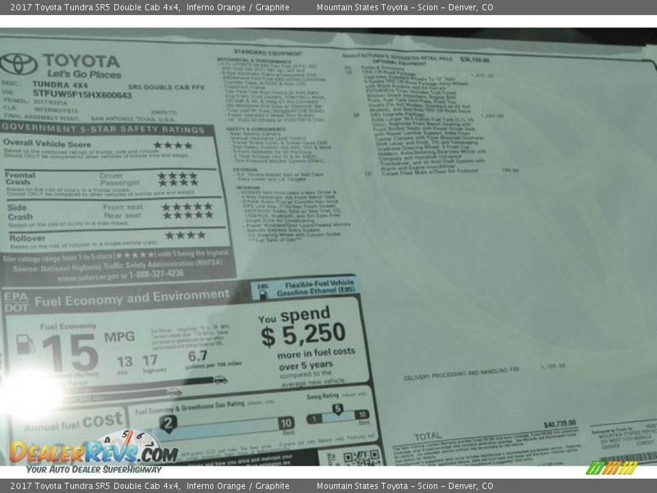 2017 Toyota Tundra SR5 Double Cab 4x4 Inferno Orange / Graphite Photo #10