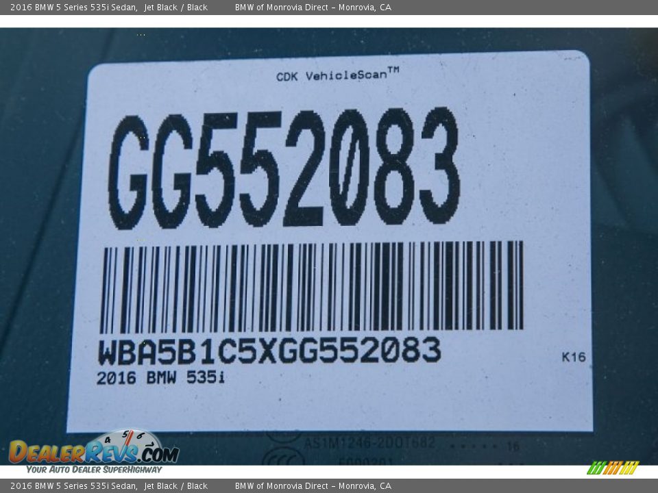 2016 BMW 5 Series 535i Sedan Jet Black / Black Photo #10