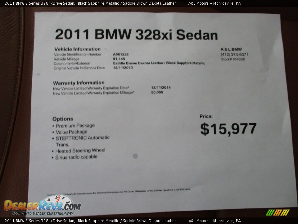 2011 BMW 3 Series 328i xDrive Sedan Black Sapphire Metallic / Saddle Brown Dakota Leather Photo #12