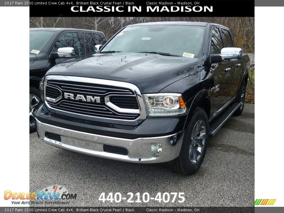 2017 Ram 1500 Limited Crew Cab 4x4 Brilliant Black Crystal Pearl / Black Photo #1