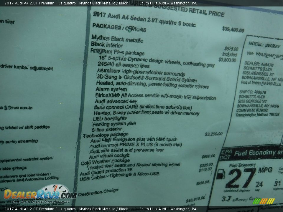 2017 Audi A4 2.0T Premium Plus quattro Mythos Black Metallic / Black Photo #11