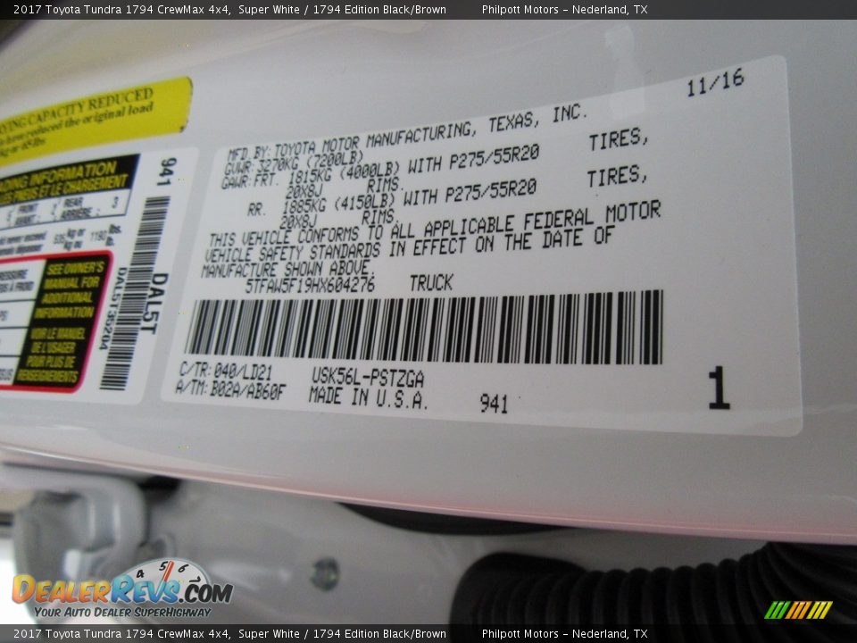 2017 Toyota Tundra 1794 CrewMax 4x4 Super White / 1794 Edition Black/Brown Photo #34
