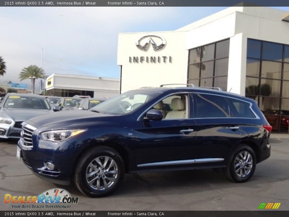 2015 Infiniti QX60 3.5 AWD Hermosa Blue / Wheat Photo #3