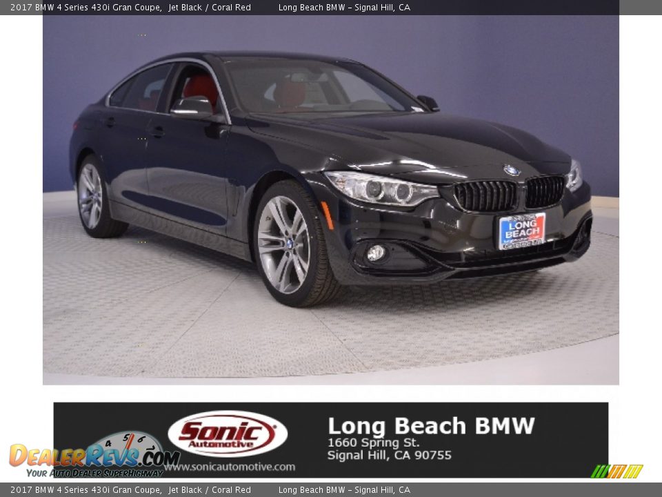 2017 BMW 4 Series 430i Gran Coupe Jet Black / Coral Red Photo #1