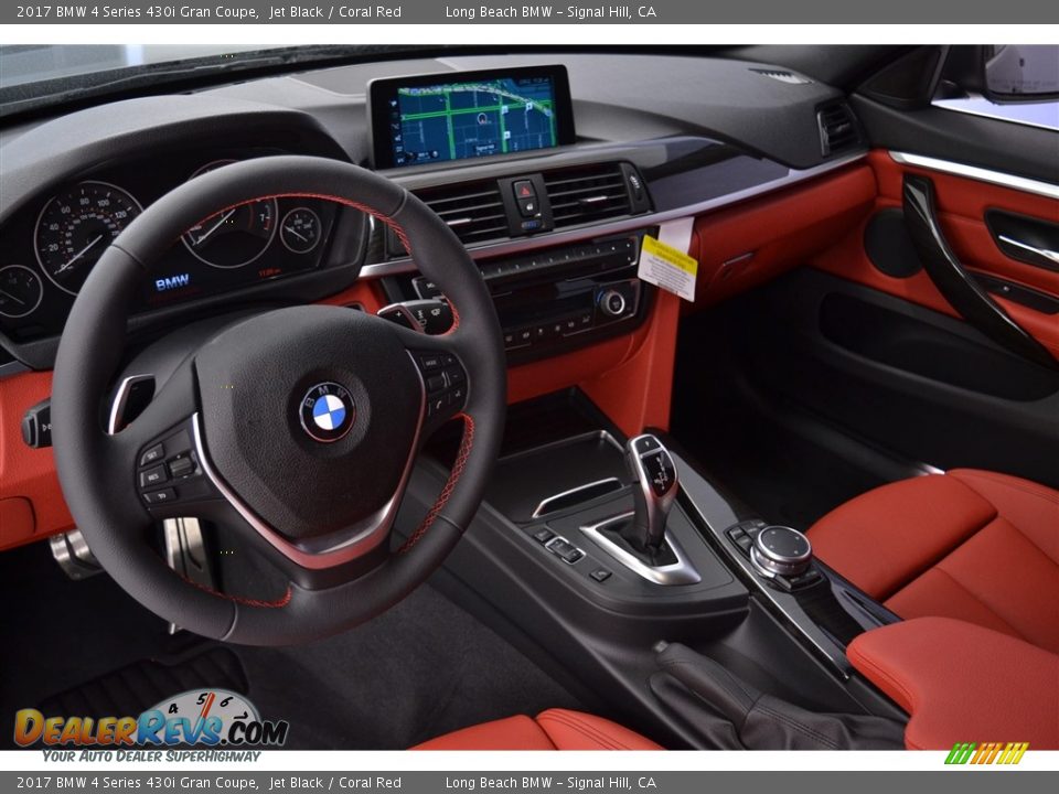 2017 BMW 4 Series 430i Gran Coupe Jet Black / Coral Red Photo #7