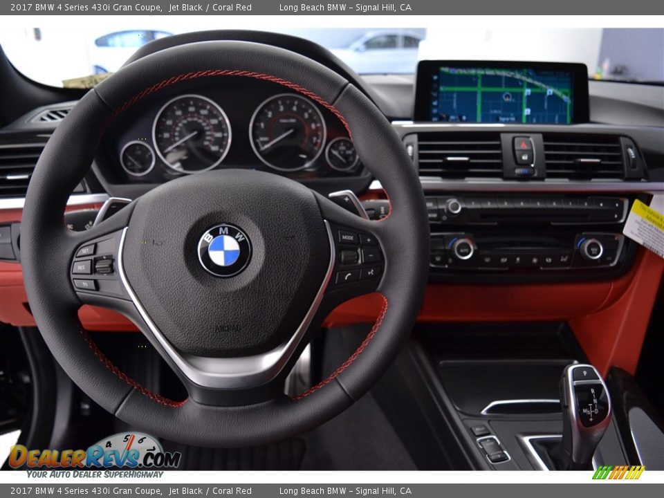 2017 BMW 4 Series 430i Gran Coupe Jet Black / Coral Red Photo #14