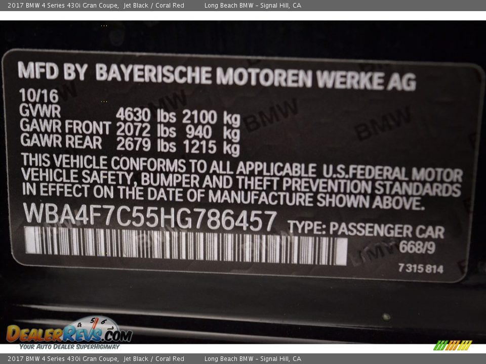 2017 BMW 4 Series 430i Gran Coupe Jet Black / Coral Red Photo #15