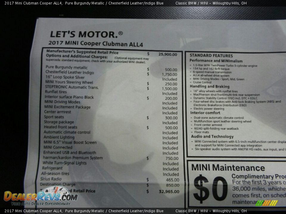 2017 Mini Clubman Cooper ALL4 Pure Burgundy Metallic / Chesterfield Leather/Indigo Blue Photo #5
