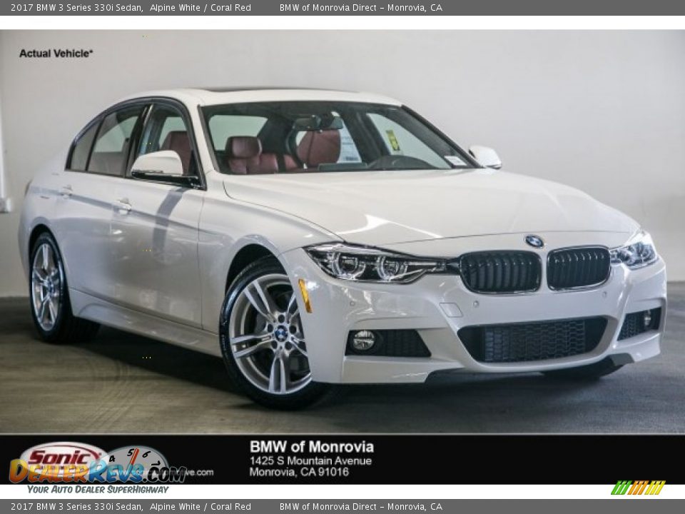 2017 BMW 3 Series 330i Sedan Alpine White / Coral Red Photo #1