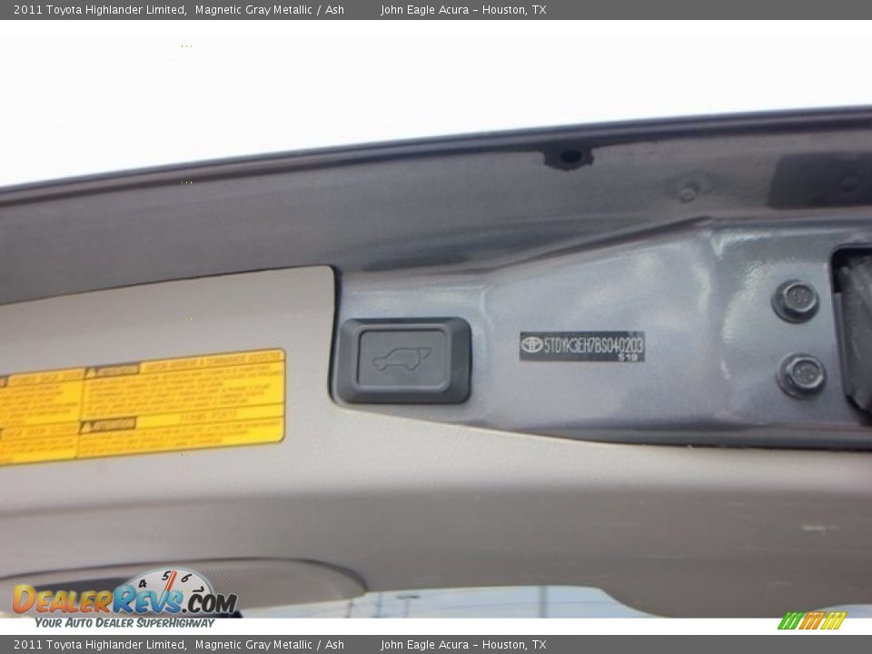 2011 Toyota Highlander Limited Magnetic Gray Metallic / Ash Photo #23