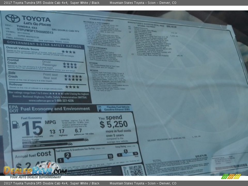 2017 Toyota Tundra SR5 Double Cab 4x4 Super White / Black Photo #10