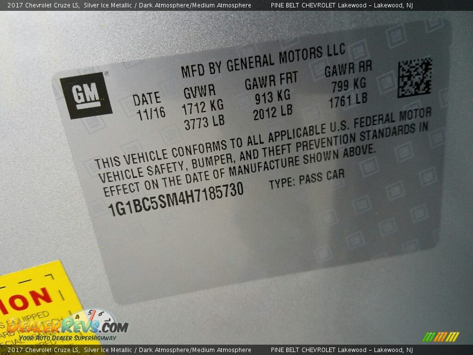 2017 Chevrolet Cruze LS Silver Ice Metallic / Dark Atmosphere/Medium Atmosphere Photo #9