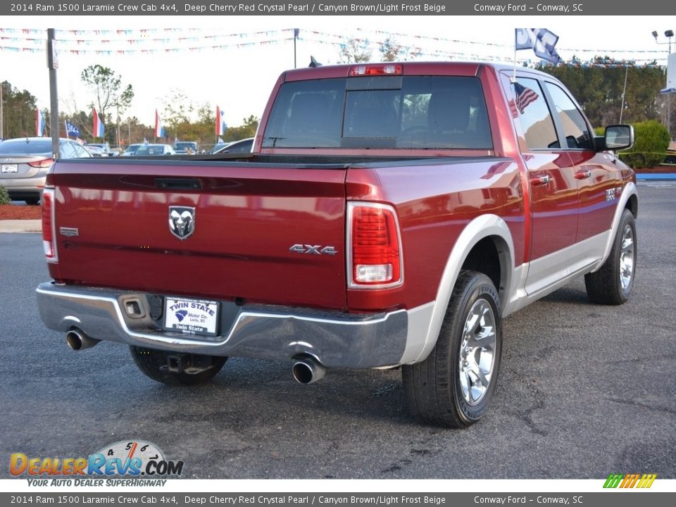 2014 Ram 1500 Laramie Crew Cab 4x4 Deep Cherry Red Crystal Pearl / Canyon Brown/Light Frost Beige Photo #3