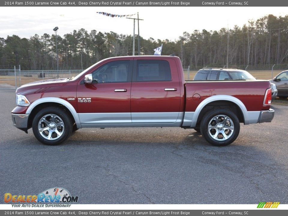 2014 Ram 1500 Laramie Crew Cab 4x4 Deep Cherry Red Crystal Pearl / Canyon Brown/Light Frost Beige Photo #9