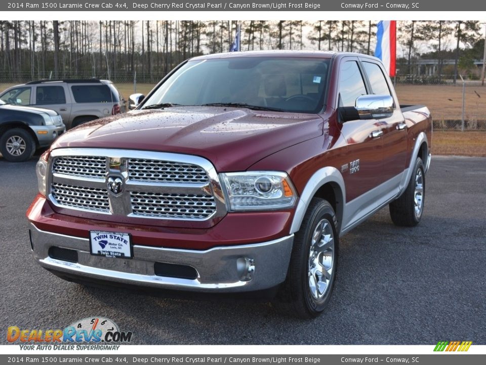 2014 Ram 1500 Laramie Crew Cab 4x4 Deep Cherry Red Crystal Pearl / Canyon Brown/Light Frost Beige Photo #10