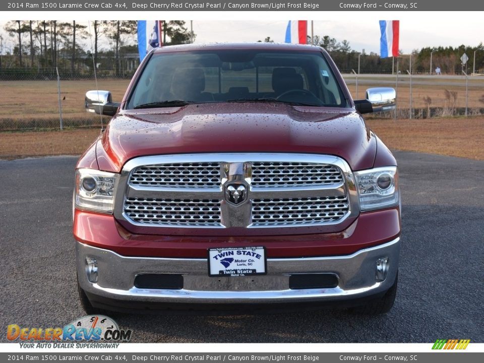 2014 Ram 1500 Laramie Crew Cab 4x4 Deep Cherry Red Crystal Pearl / Canyon Brown/Light Frost Beige Photo #11