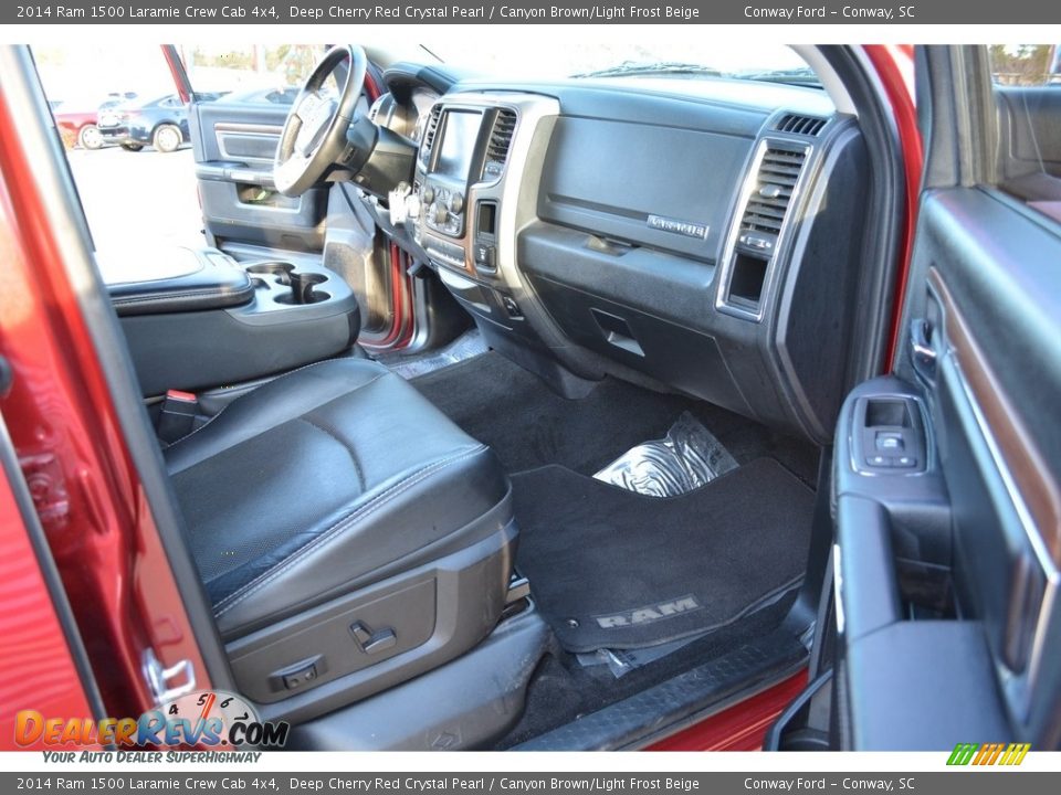 2014 Ram 1500 Laramie Crew Cab 4x4 Deep Cherry Red Crystal Pearl / Canyon Brown/Light Frost Beige Photo #18