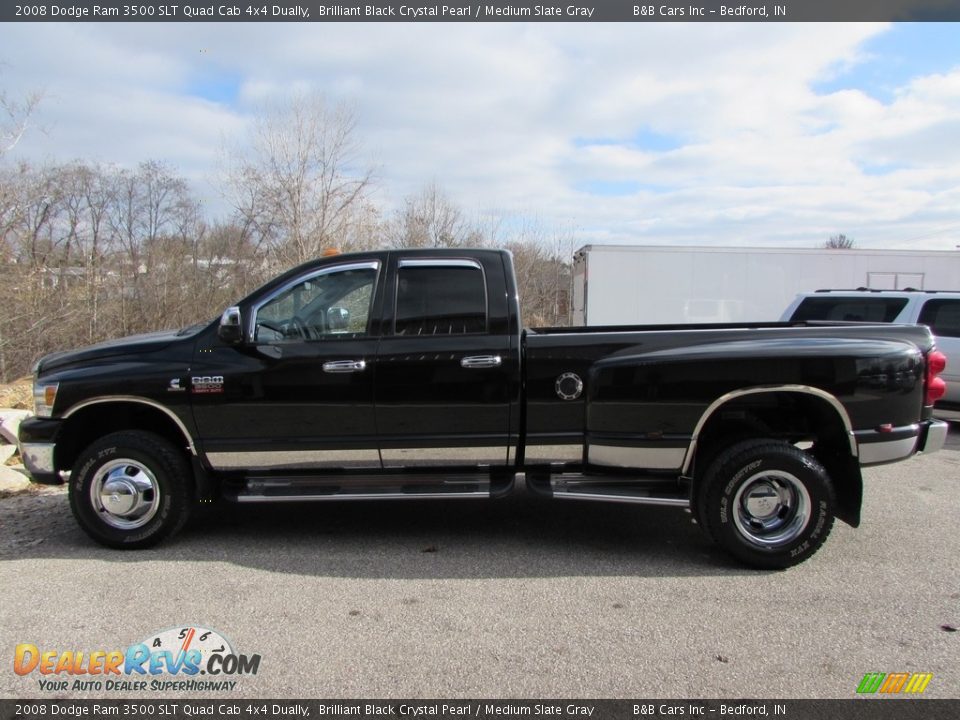 2008 Dodge Ram 3500 SLT Quad Cab 4x4 Dually Brilliant Black Crystal Pearl / Medium Slate Gray Photo #1