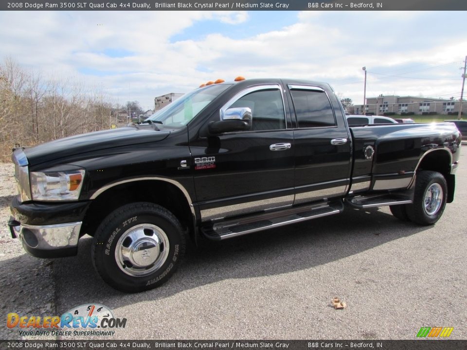 2008 Dodge Ram 3500 SLT Quad Cab 4x4 Dually Brilliant Black Crystal Pearl / Medium Slate Gray Photo #6