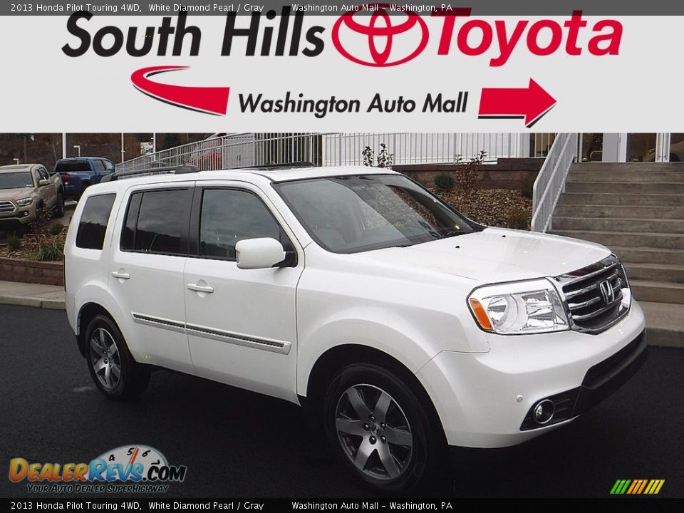 2013 Honda Pilot Touring 4WD White Diamond Pearl / Gray Photo #1