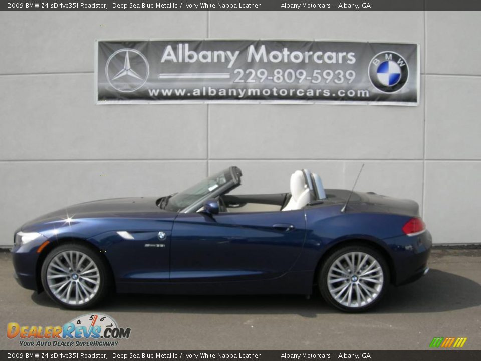 2009 BMW Z4 sDrive35i Roadster Deep Sea Blue Metallic / Ivory White Nappa Leather Photo #1