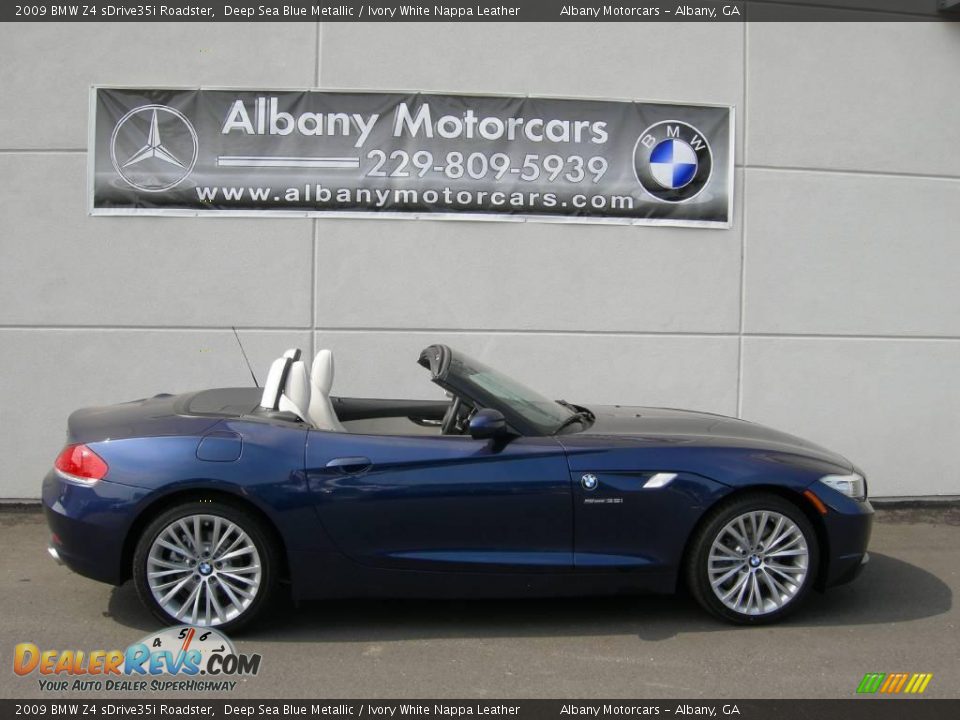 2009 BMW Z4 sDrive35i Roadster Deep Sea Blue Metallic / Ivory White Nappa Leather Photo #3