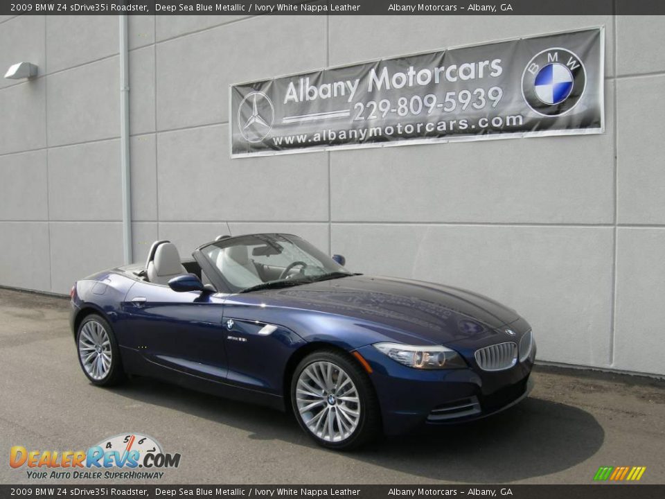 2009 BMW Z4 sDrive35i Roadster Deep Sea Blue Metallic / Ivory White Nappa Leather Photo #4