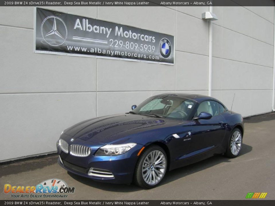 2009 BMW Z4 sDrive35i Roadster Deep Sea Blue Metallic / Ivory White Nappa Leather Photo #5