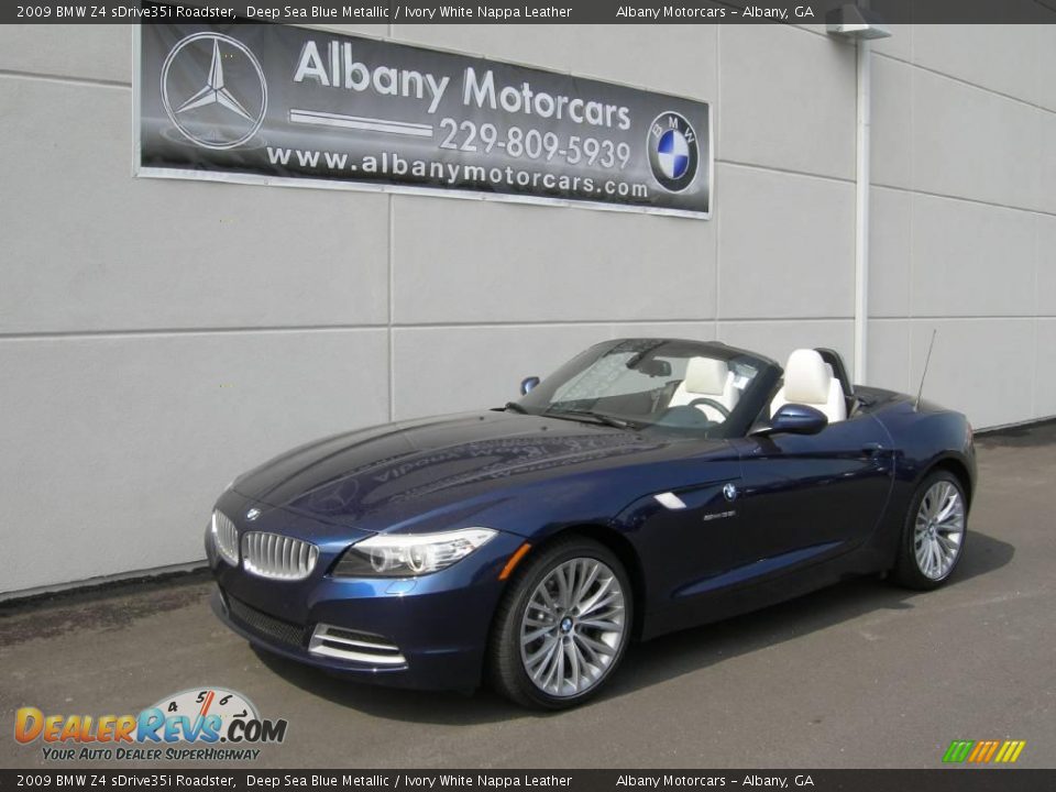 2009 BMW Z4 sDrive35i Roadster Deep Sea Blue Metallic / Ivory White Nappa Leather Photo #8