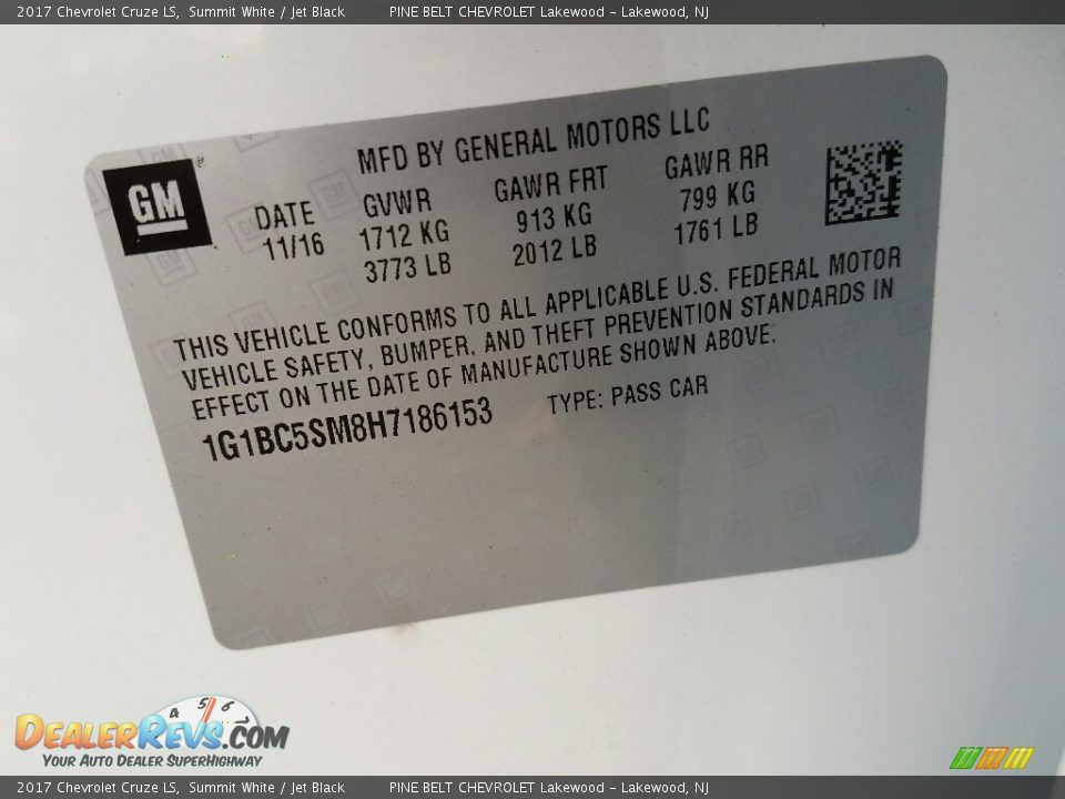 2017 Chevrolet Cruze LS Summit White / Jet Black Photo #9