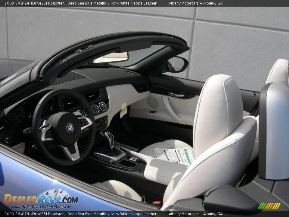 2009 BMW Z4 sDrive35i Roadster Deep Sea Blue Metallic / Ivory White Nappa Leather Photo #14