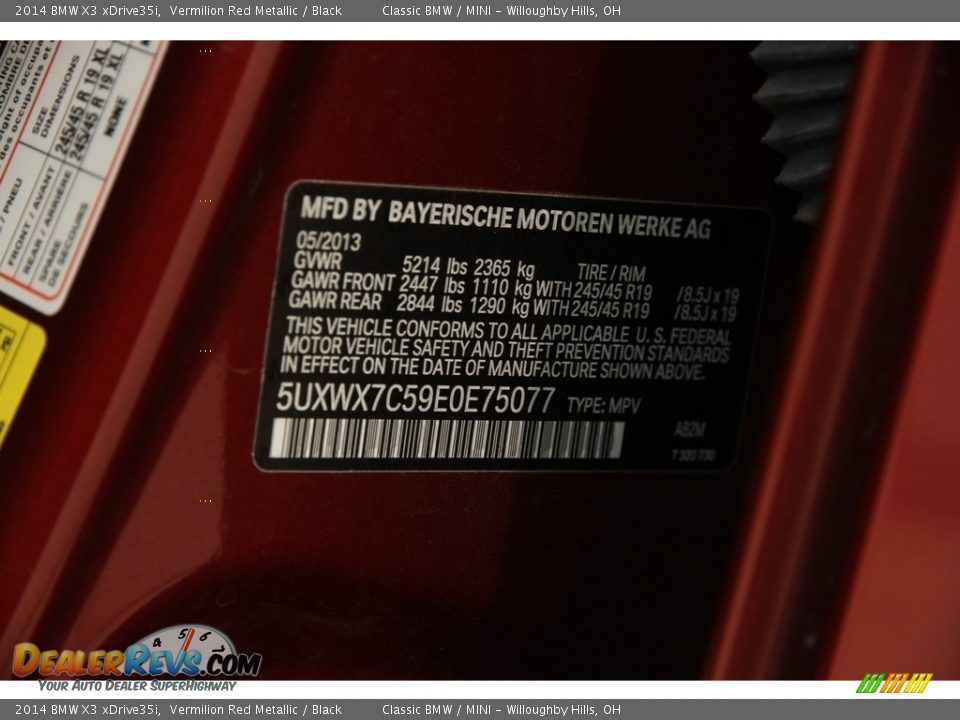 2014 BMW X3 xDrive35i Vermilion Red Metallic / Black Photo #22