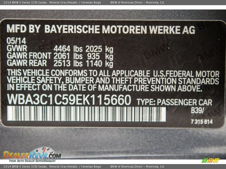 2014 BMW 3 Series 328i Sedan Mineral Grey Metallic / Venetian Beige Photo #21