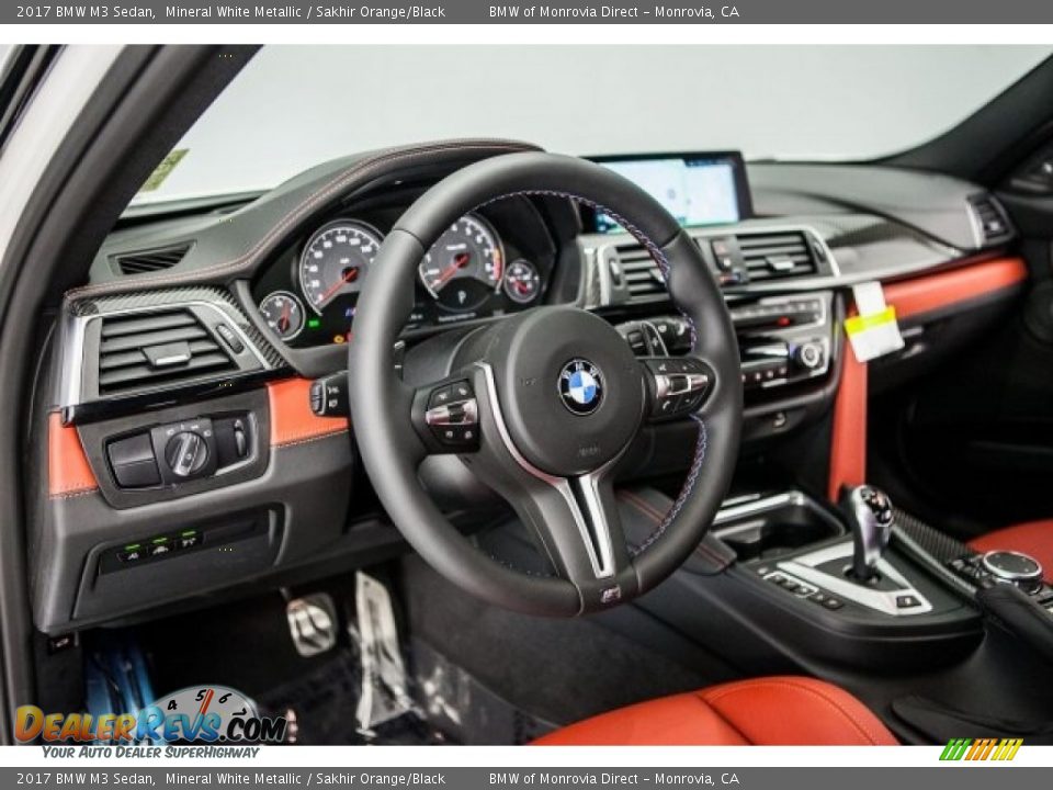 2017 BMW M3 Sedan Mineral White Metallic / Sakhir Orange/Black Photo #6