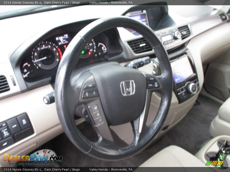 2014 Honda Odyssey EX-L Dark Cherry Pearl / Beige Photo #14