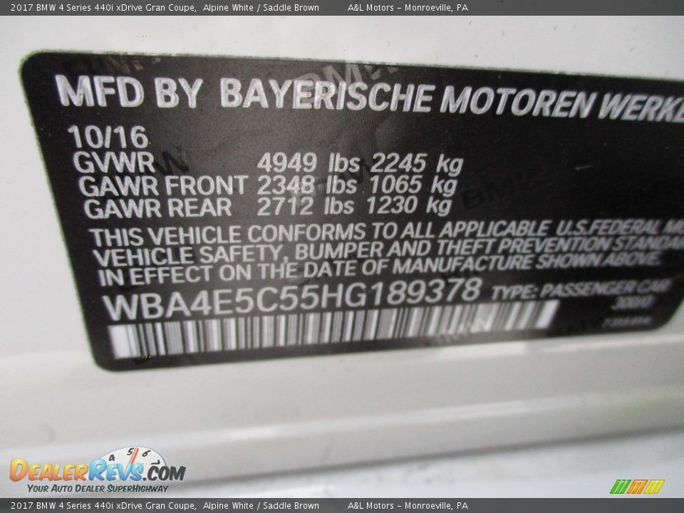 2017 BMW 4 Series 440i xDrive Gran Coupe Alpine White / Saddle Brown Photo #19