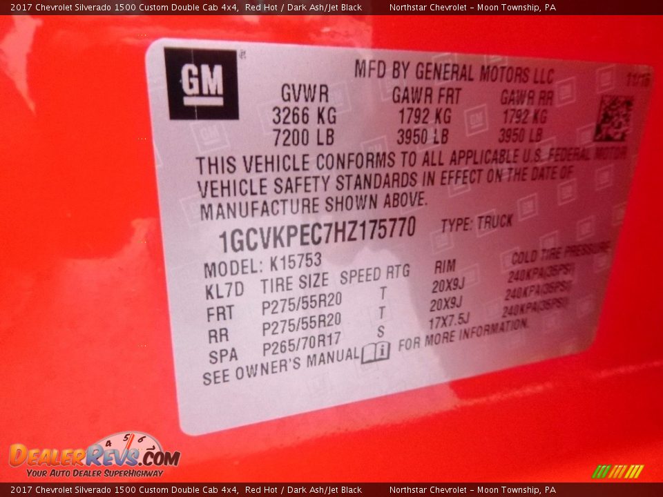 2017 Chevrolet Silverado 1500 Custom Double Cab 4x4 Red Hot / Dark Ash/Jet Black Photo #16