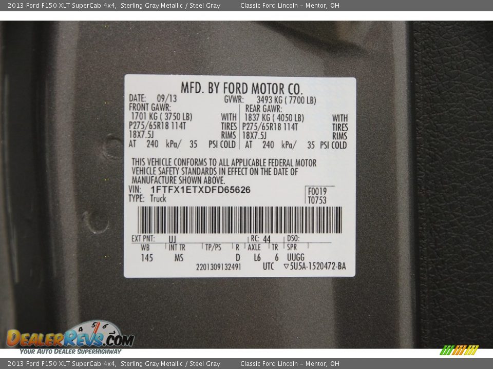 2013 Ford F150 XLT SuperCab 4x4 Sterling Gray Metallic / Steel Gray Photo #16