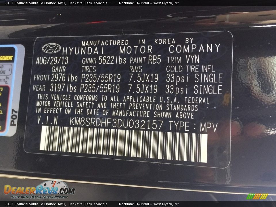 2013 Hyundai Santa Fe Limited AWD Becketts Black / Saddle Photo #32