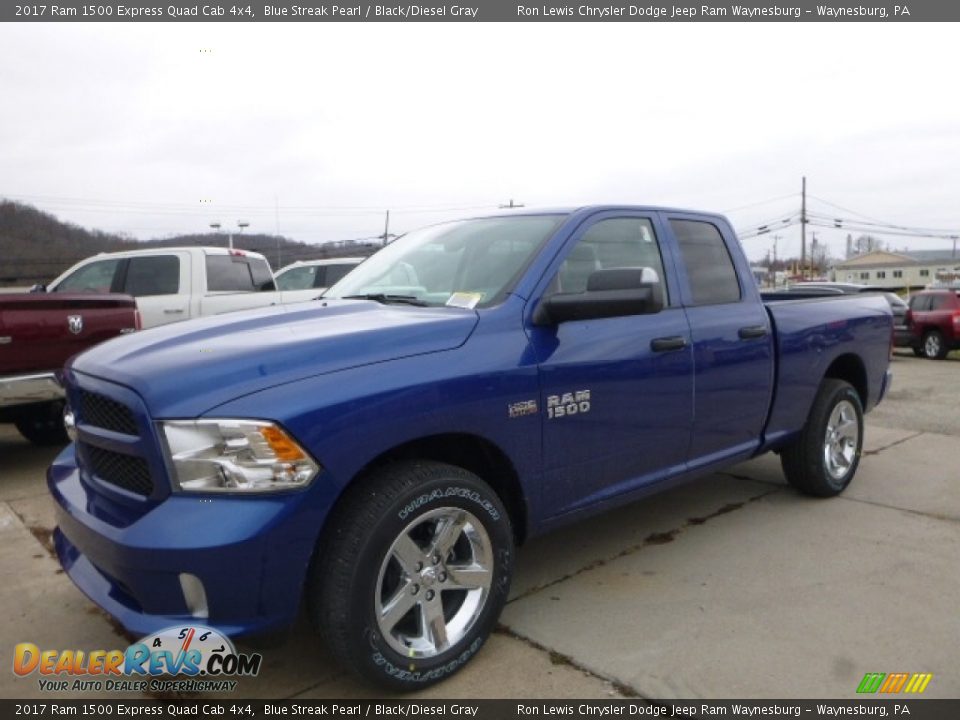 2017 Ram 1500 Express Quad Cab 4x4 Blue Streak Pearl / Black/Diesel Gray Photo #1