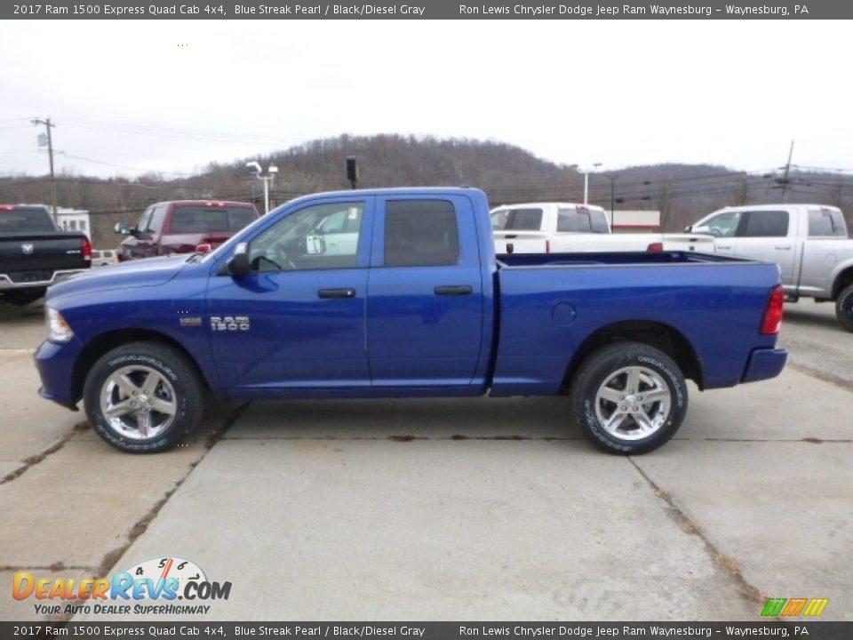 2017 Ram 1500 Express Quad Cab 4x4 Blue Streak Pearl / Black/Diesel Gray Photo #3