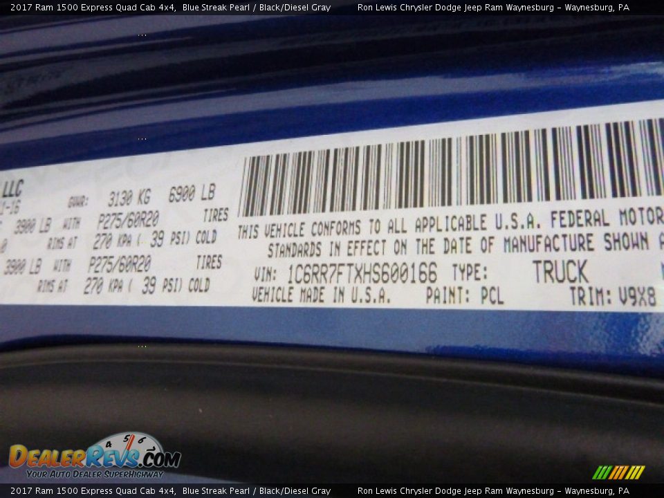 2017 Ram 1500 Express Quad Cab 4x4 Blue Streak Pearl / Black/Diesel Gray Photo #15