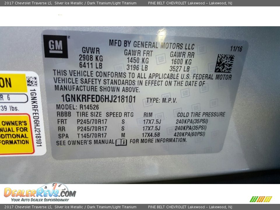 2017 Chevrolet Traverse LS Silver Ice Metallic / Dark Titanium/Light Titanium Photo #7