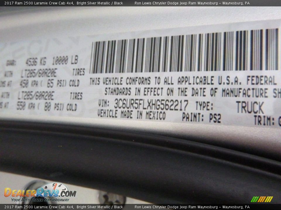 2017 Ram 2500 Laramie Crew Cab 4x4 Bright Silver Metallic / Black Photo #16