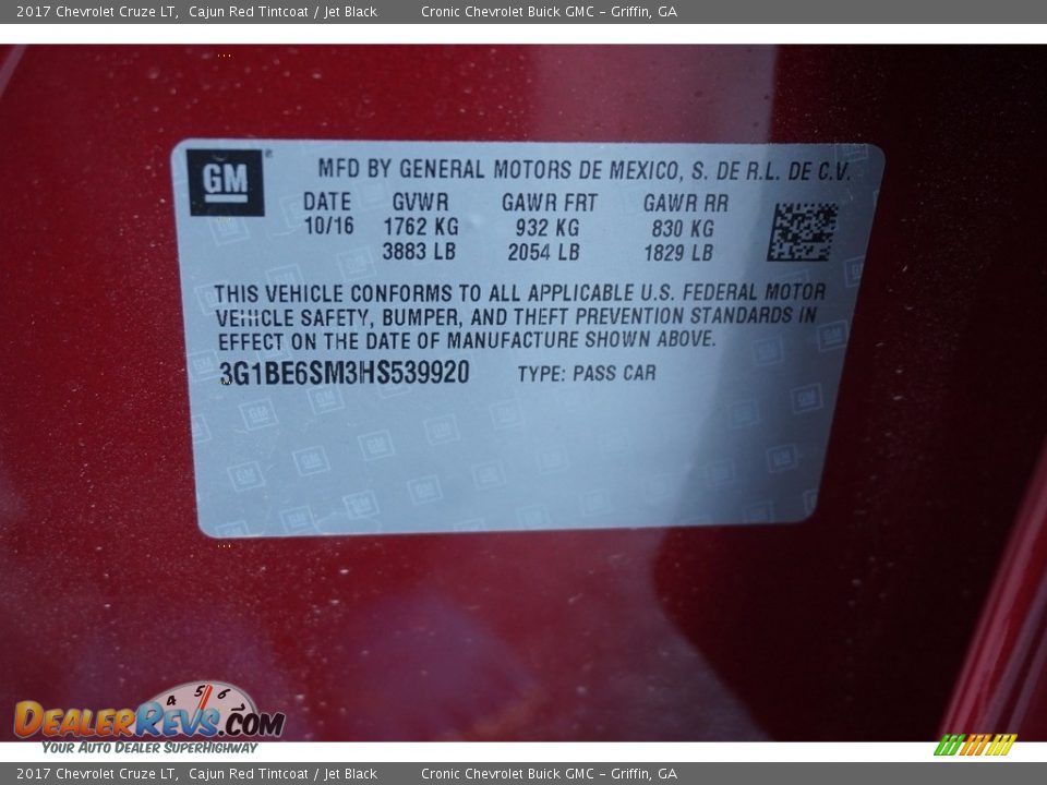 2017 Chevrolet Cruze LT Cajun Red Tintcoat / Jet Black Photo #16