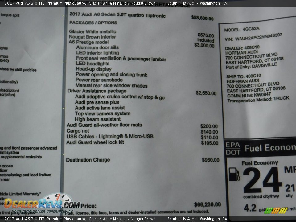 2017 Audi A6 3.0 TFSI Premium Plus quattro Window Sticker Photo #10