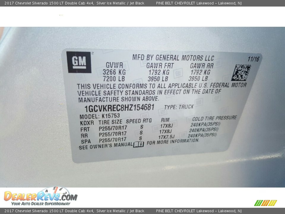 2017 Chevrolet Silverado 1500 LT Double Cab 4x4 Silver Ice Metallic / Jet Black Photo #7