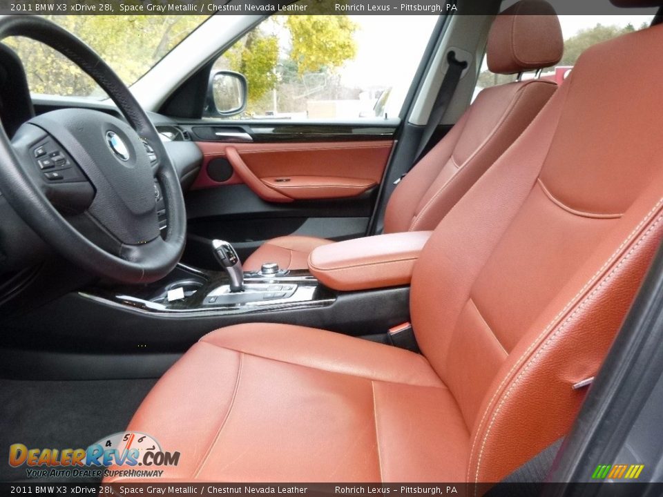 2011 BMW X3 xDrive 28i Space Gray Metallic / Chestnut Nevada Leather Photo #6